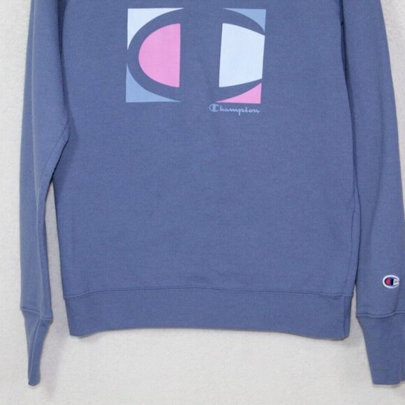 Champion womens crewneck sweater size S powerblend blue spell out graphic print - Picture 4 of 9